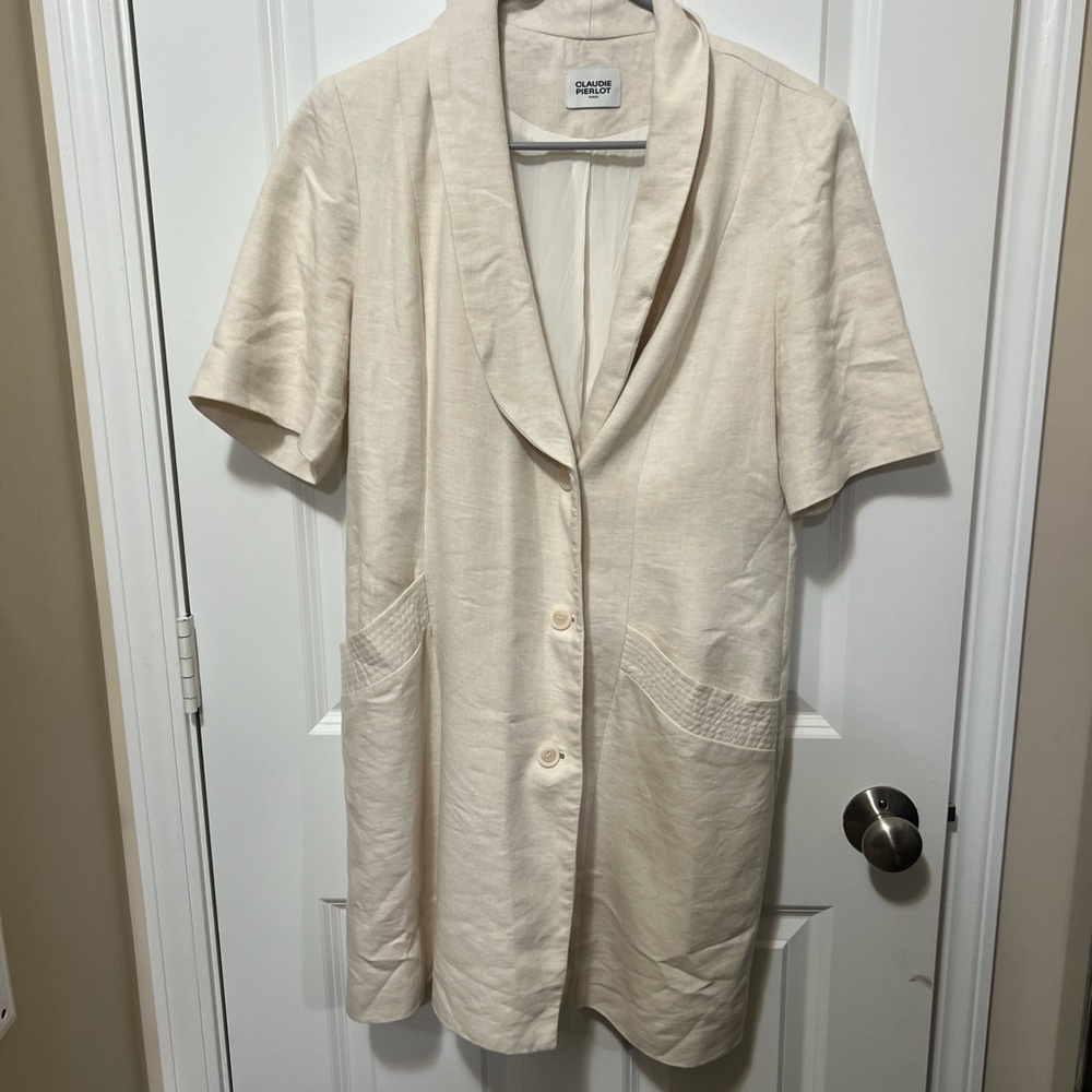 Chic Cream Short Sleeve dress with Pockets